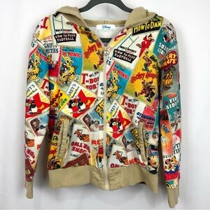 Disney X Belle Maison Japan Youth Kids L 10/12 Zip Up Hoodie Vintage Comic Print